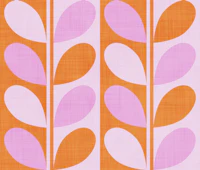 Midcentury Modern Leaves Orange and Pink tapet