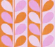 Midcentury Modern Leaves Orange and Pink