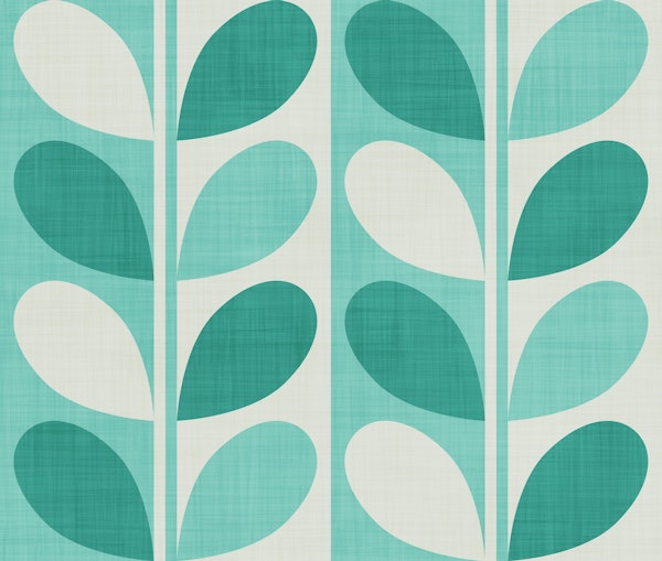 Midcentury Modern Leaves in Teal Mint Green