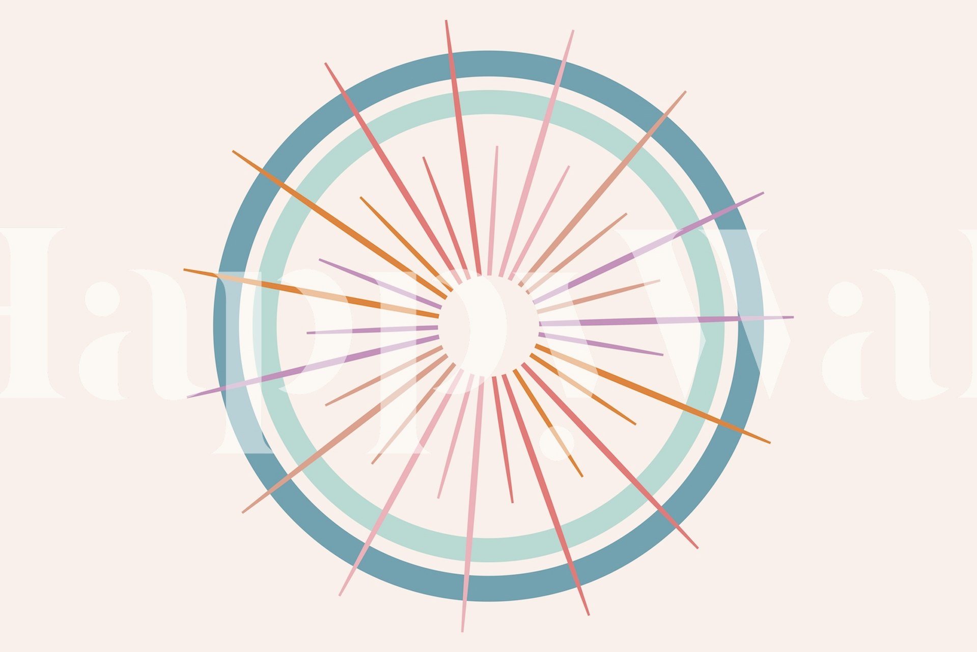 Colorful abstract geometric design with pastel rays wallpaper