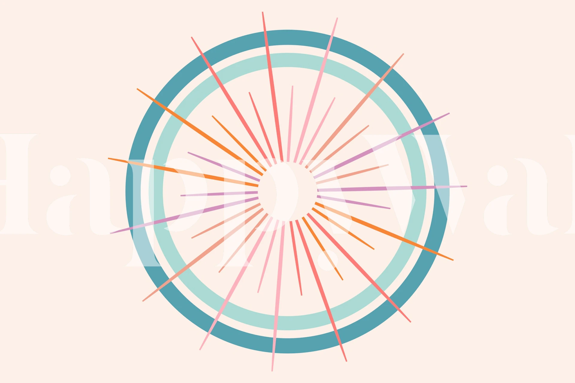 Colorful abstract geometric design with pastel rays wallpaper