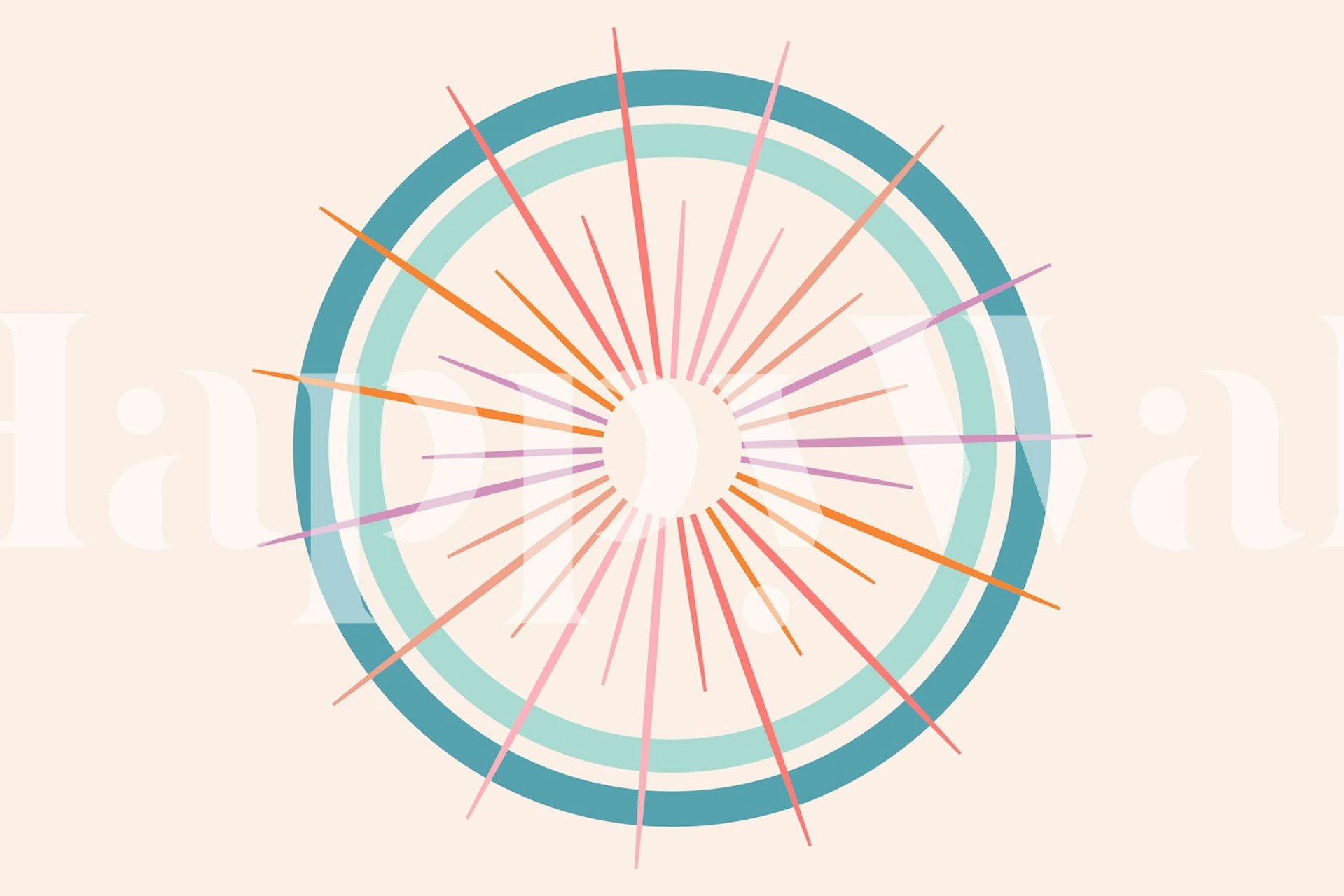 Colorful abstract geometric design with pastel rays wallpaper