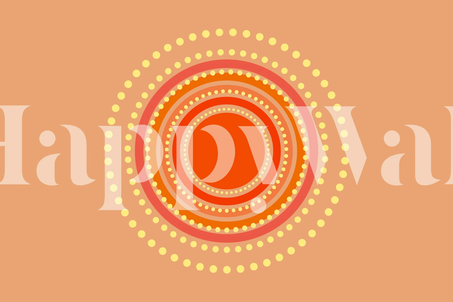 Geometric retro circle design in orange and cream wallpaper
