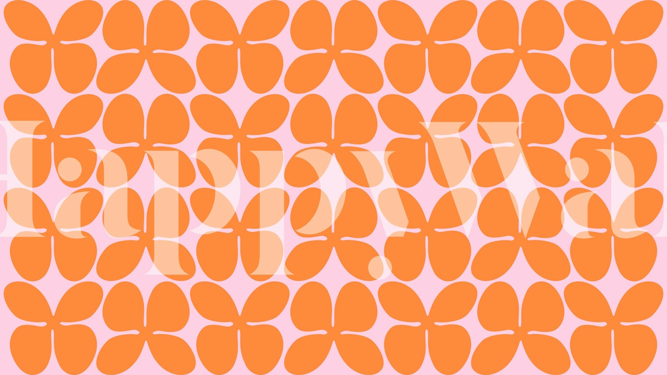 Papier peint floral Groovy Pink Orange des années 70 dans la pièce