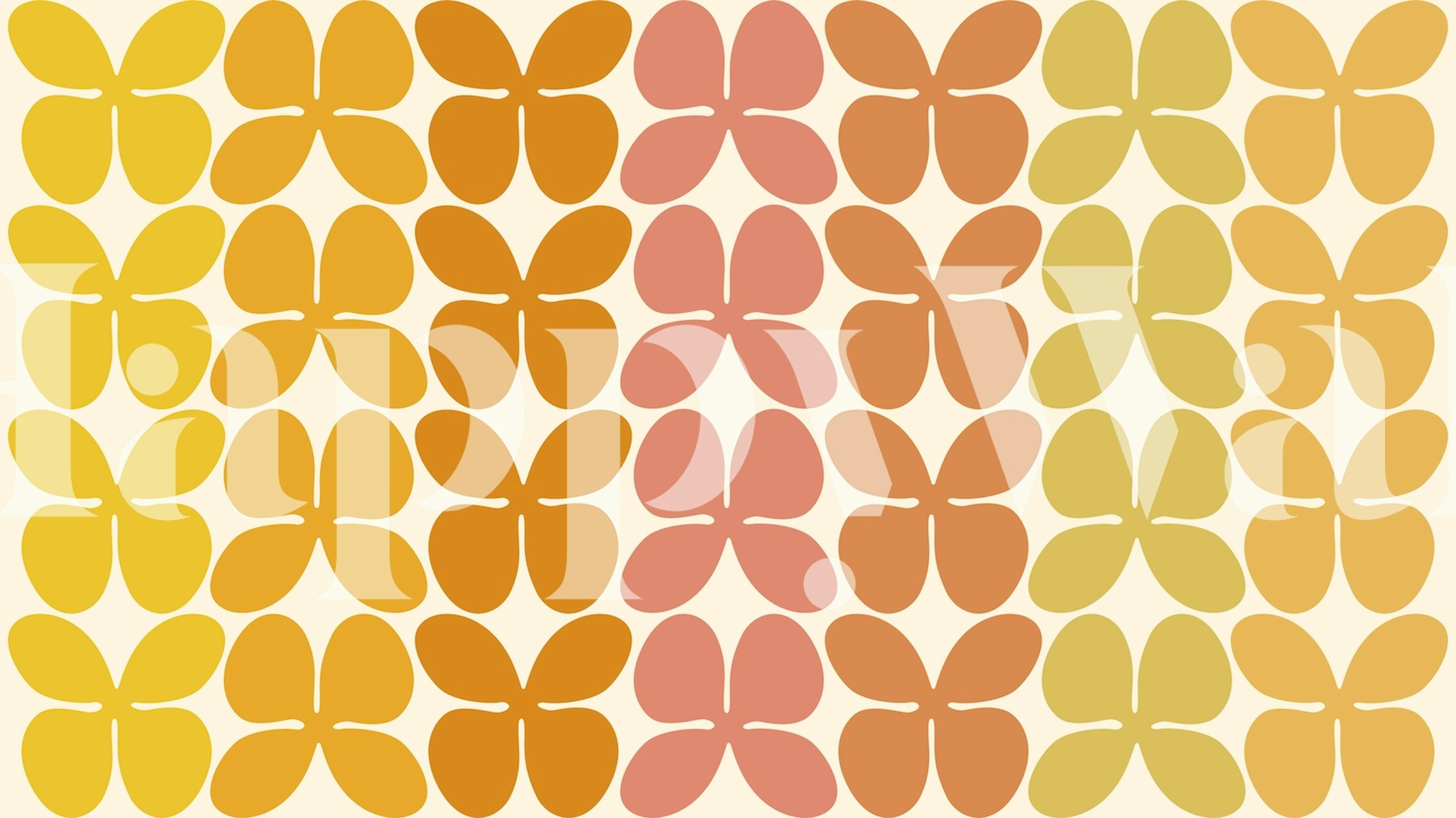 Sunny 70s Flowers wallpaper design in a room