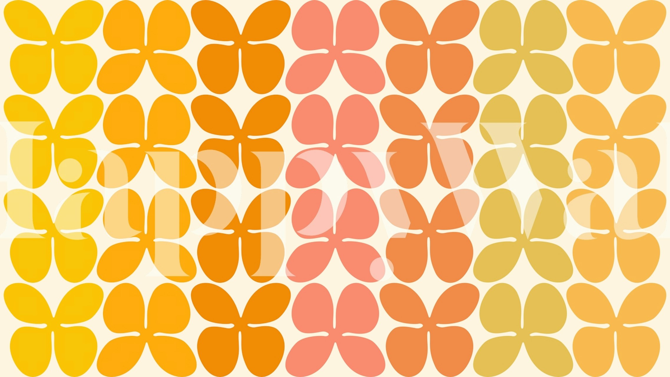 Sunny 70s Flowers wallpaper design in a room