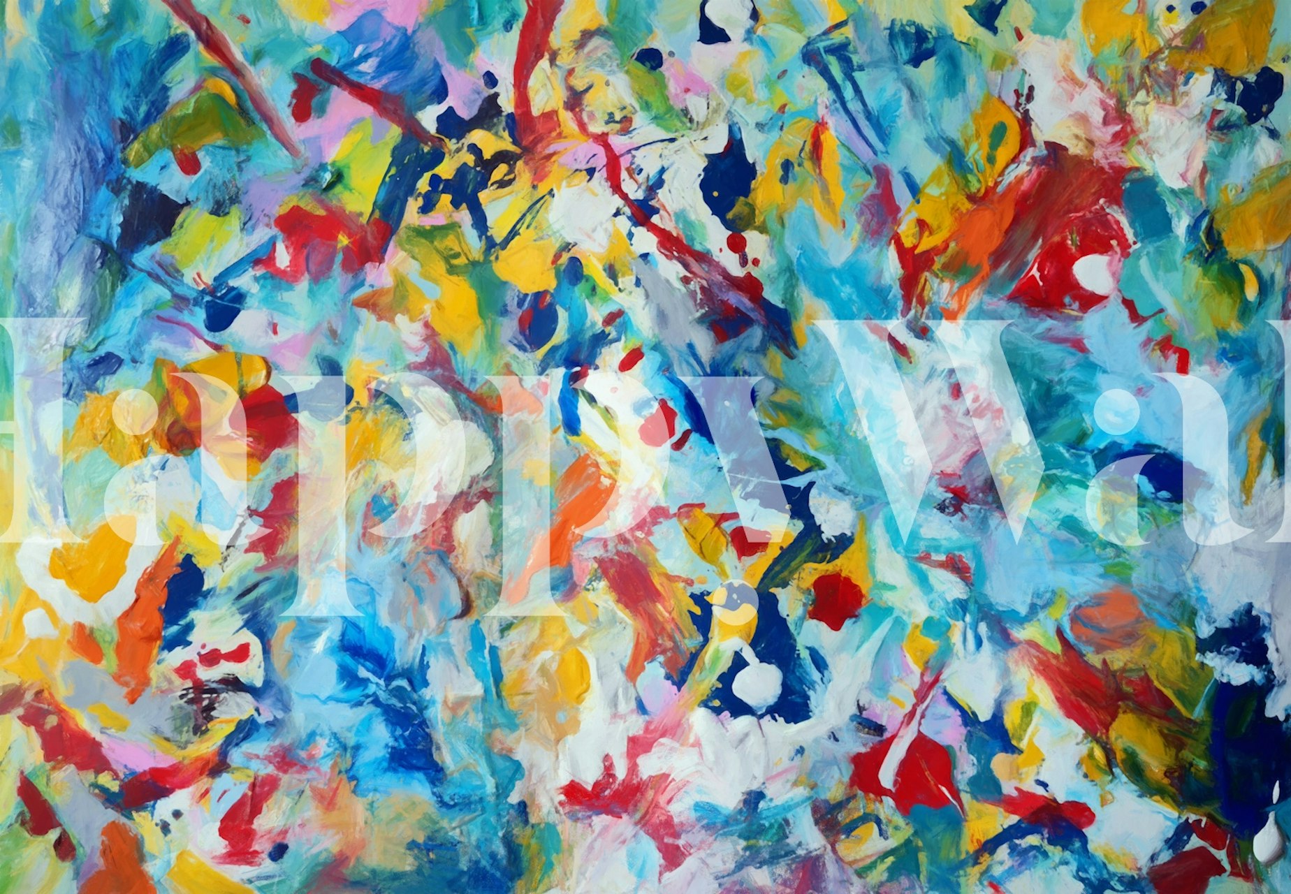 Colorful brushstrokes wallpaper in a room