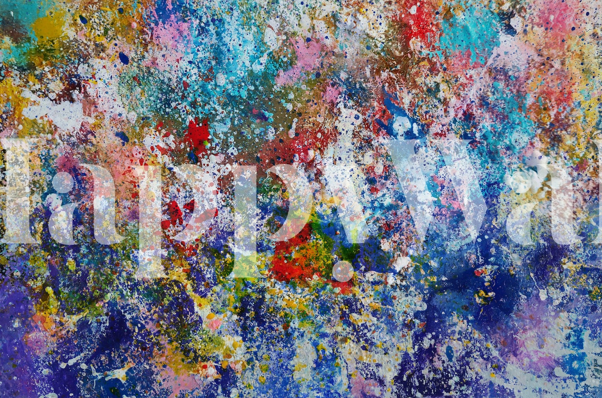 Colorful splashes in blue, pink, yellow, and red abstract wallpaper