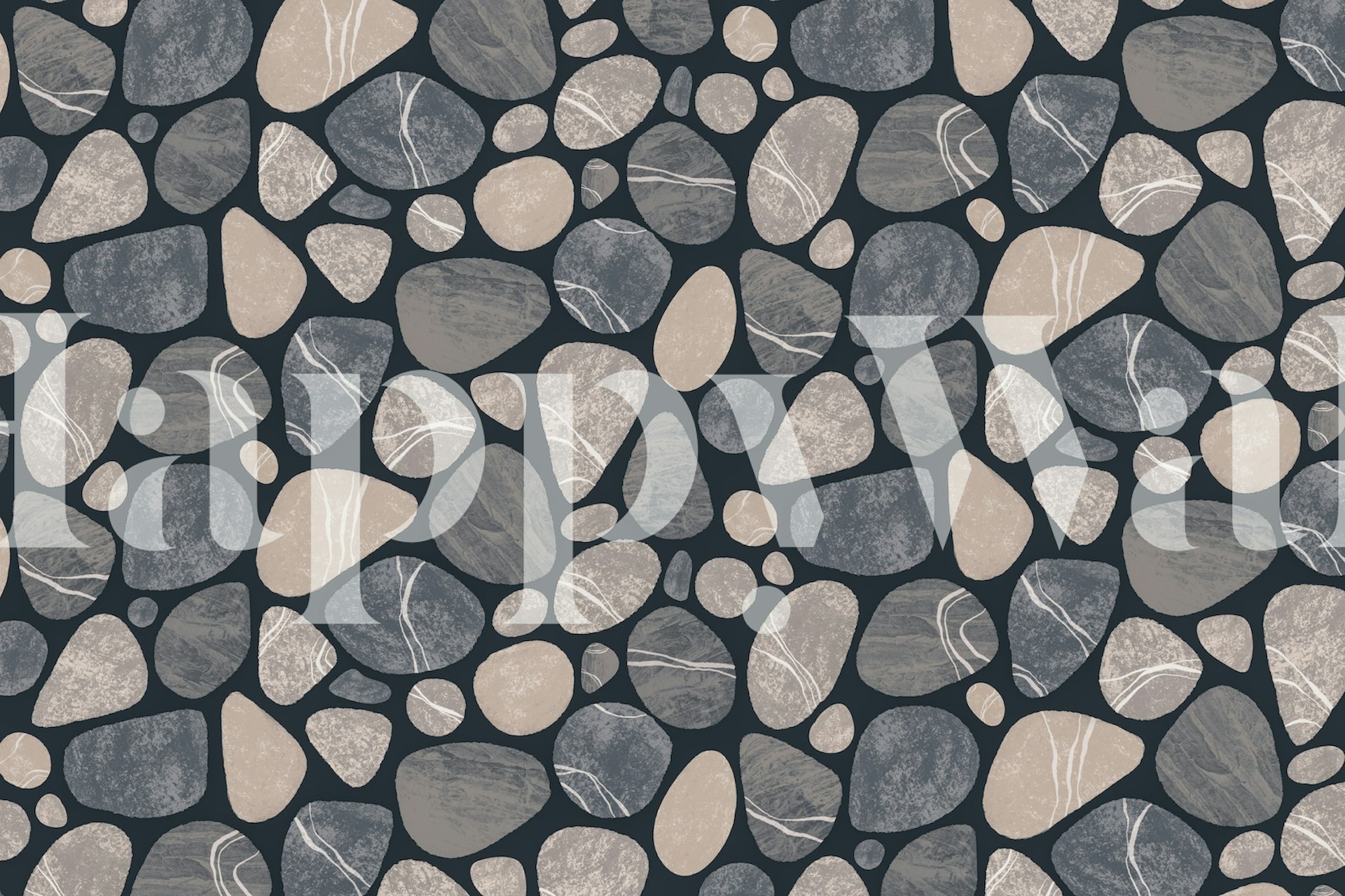 Beige and grey pebble stone pattern wall mural for a nature-inspired interior decor.