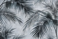 Tropical Island Palm Leaves Neutral Grey ταπετσαρία