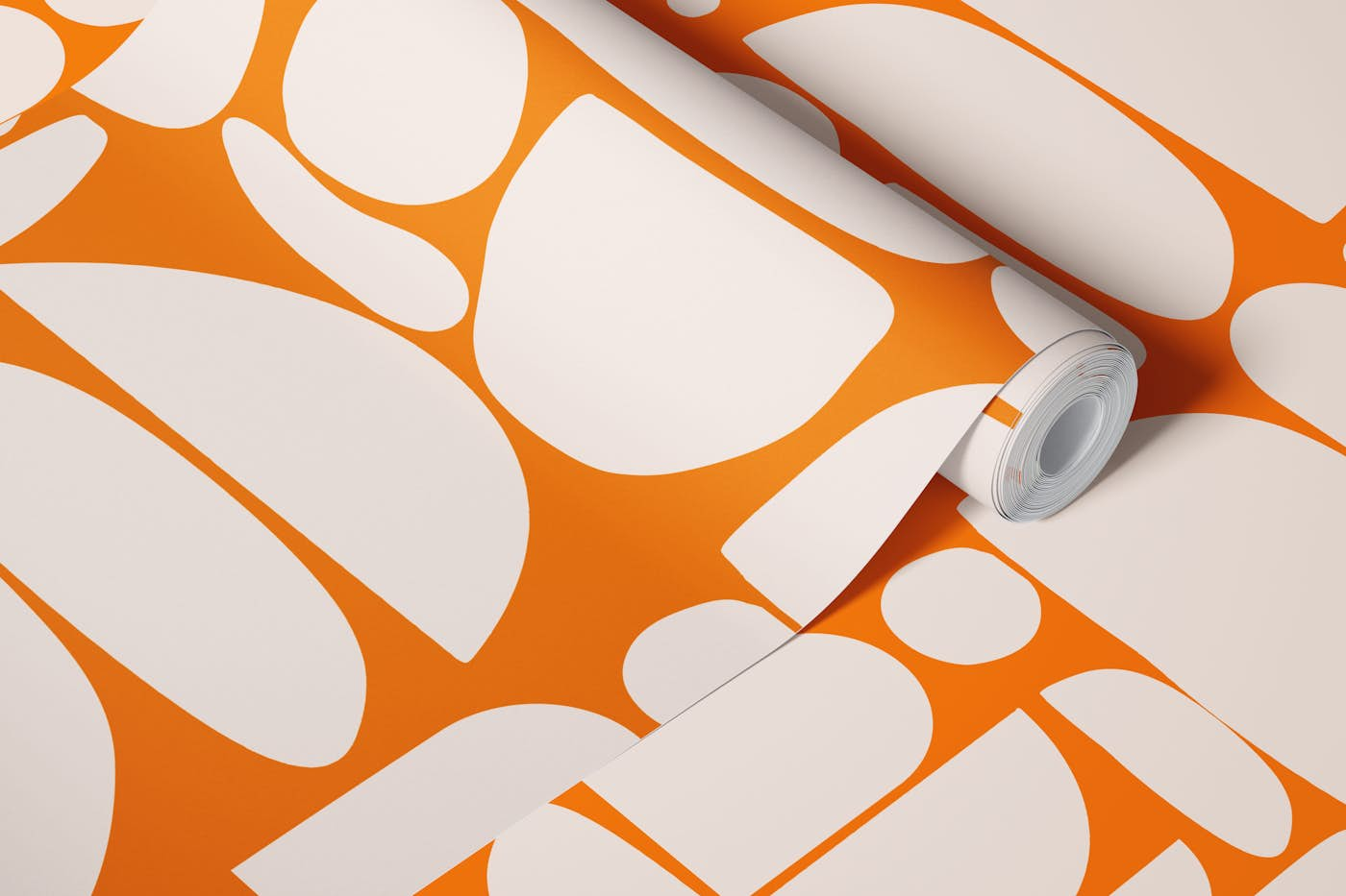 Beige Orange Cutout Shapes wallpaper roll