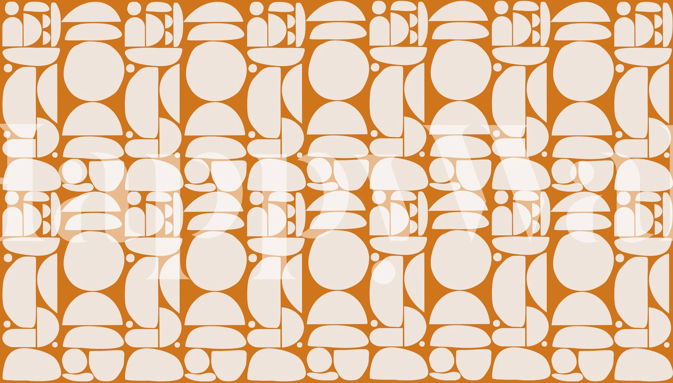 Geometric beige and orange cutout shapes wallpaper