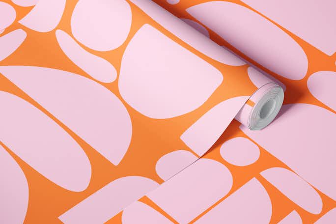 Pink Orange Cutout Shapeswallpaper roll