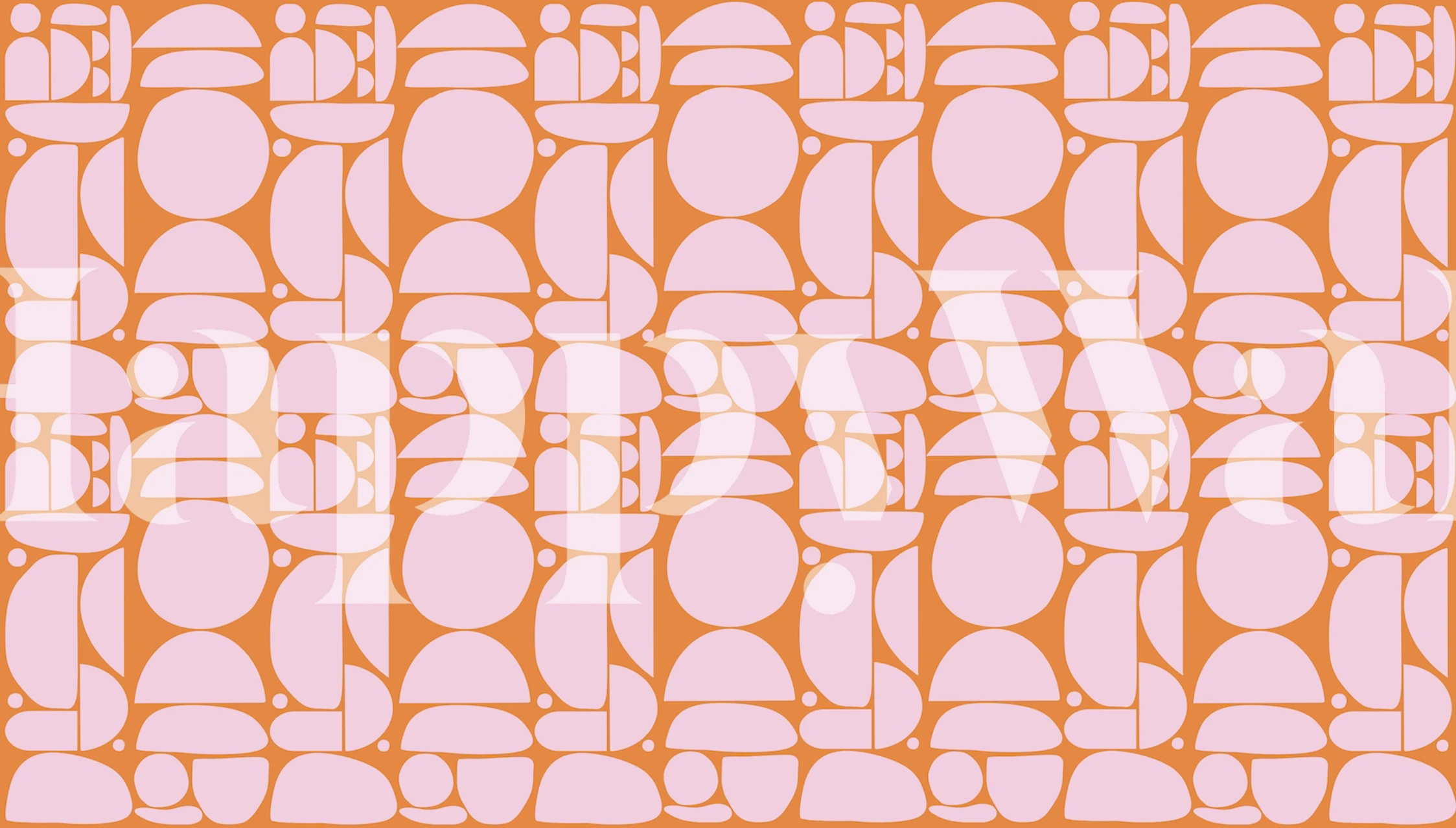 Geometric cutout shapes in pink and orange wallpaper
