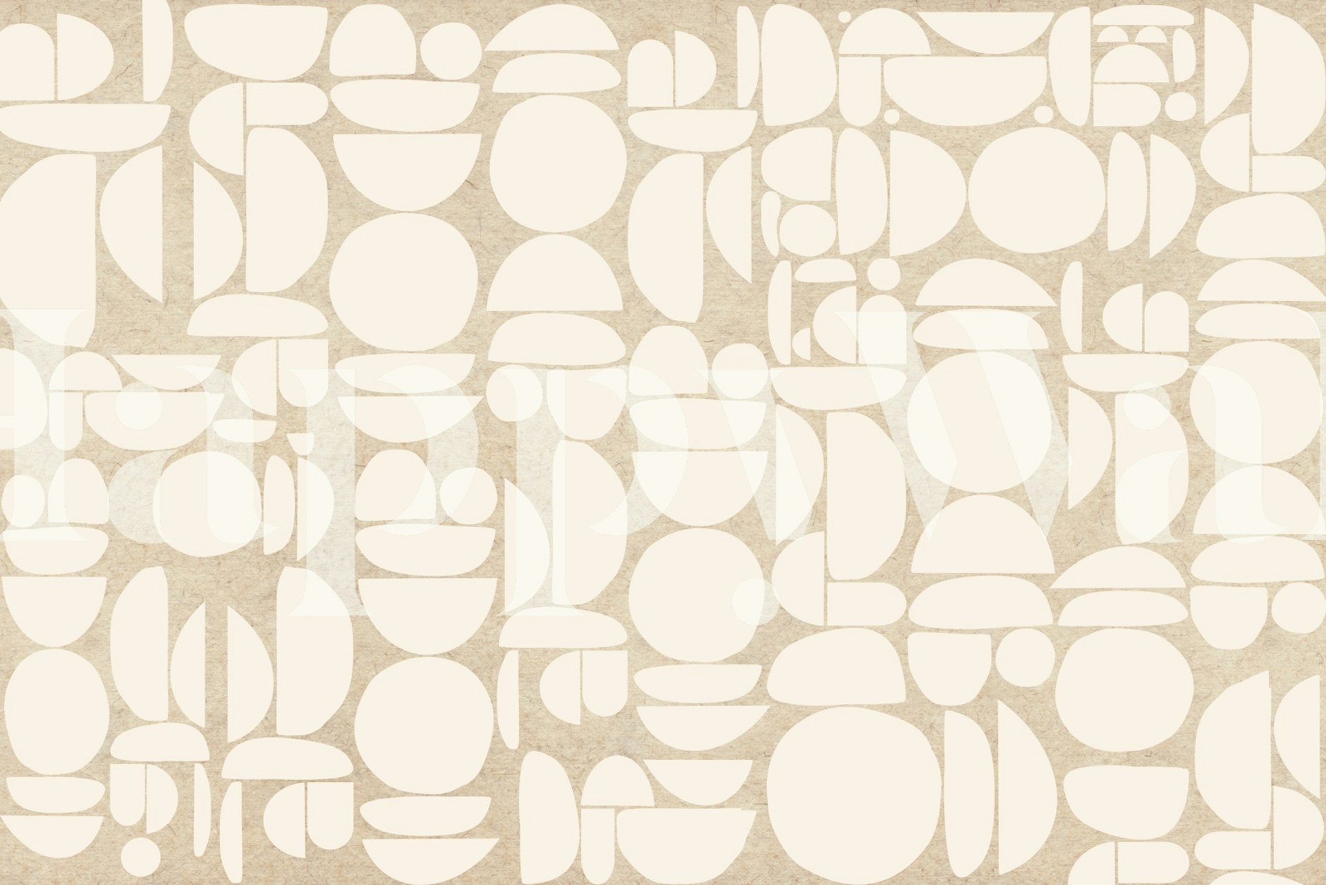 Mural de parede redondo com recorte de papel abstrato com tons neutros para decoração de interiores