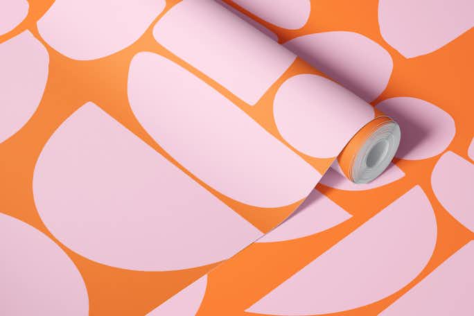 Orange Pink Cutout Roundswallpaper roll