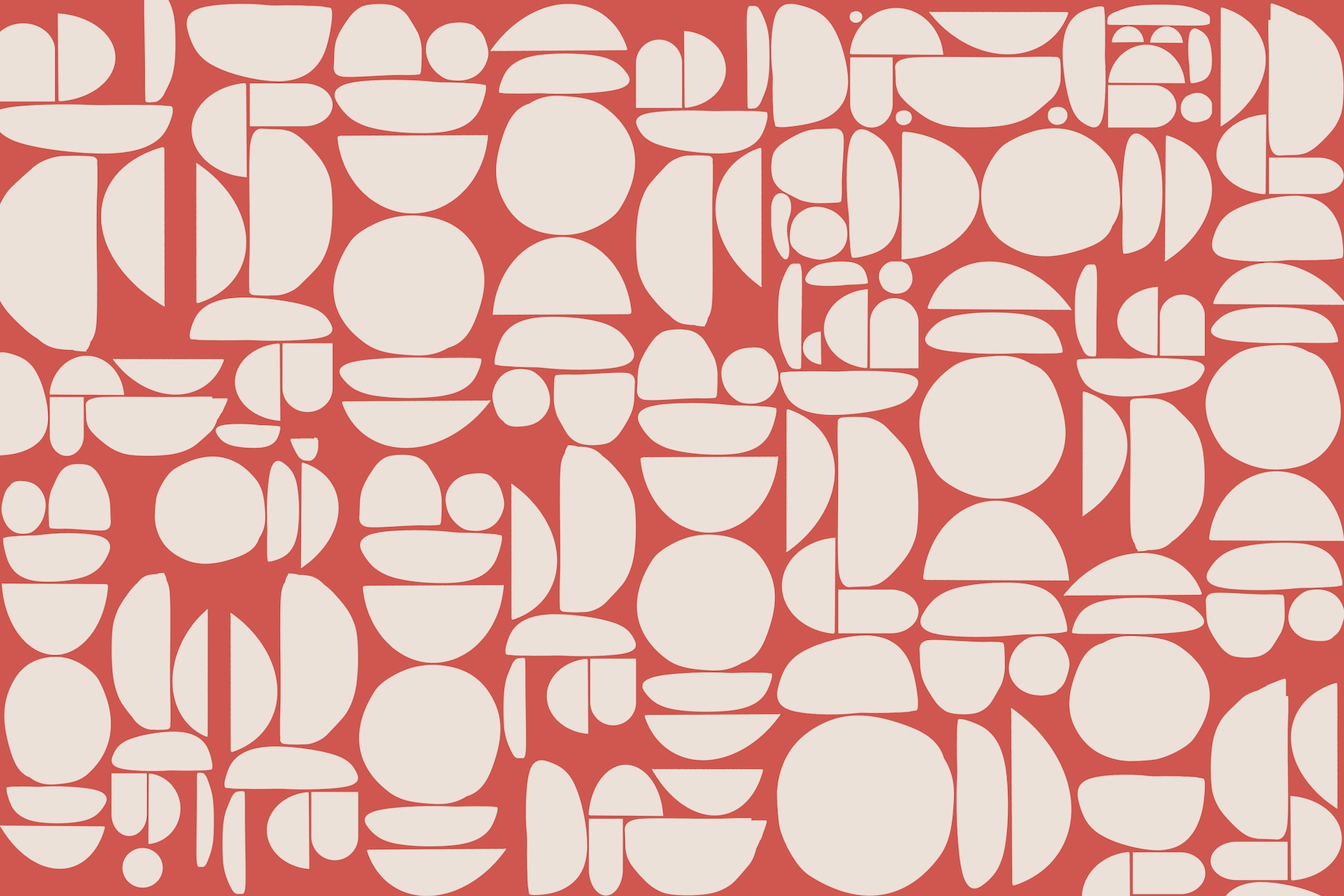 Beige Red Cutout Rounds wallpaper | Happywall