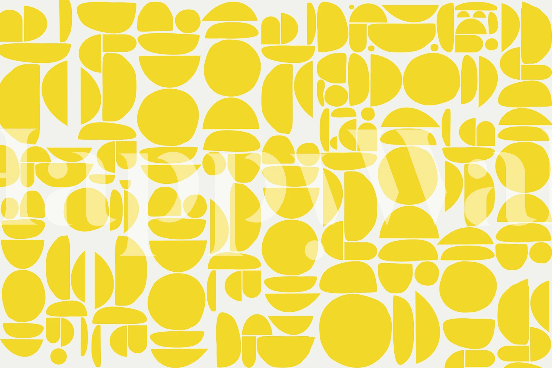 Papier peint mural abstrait de cercles jaunes nommé Sunny Rounds sur happywall.com