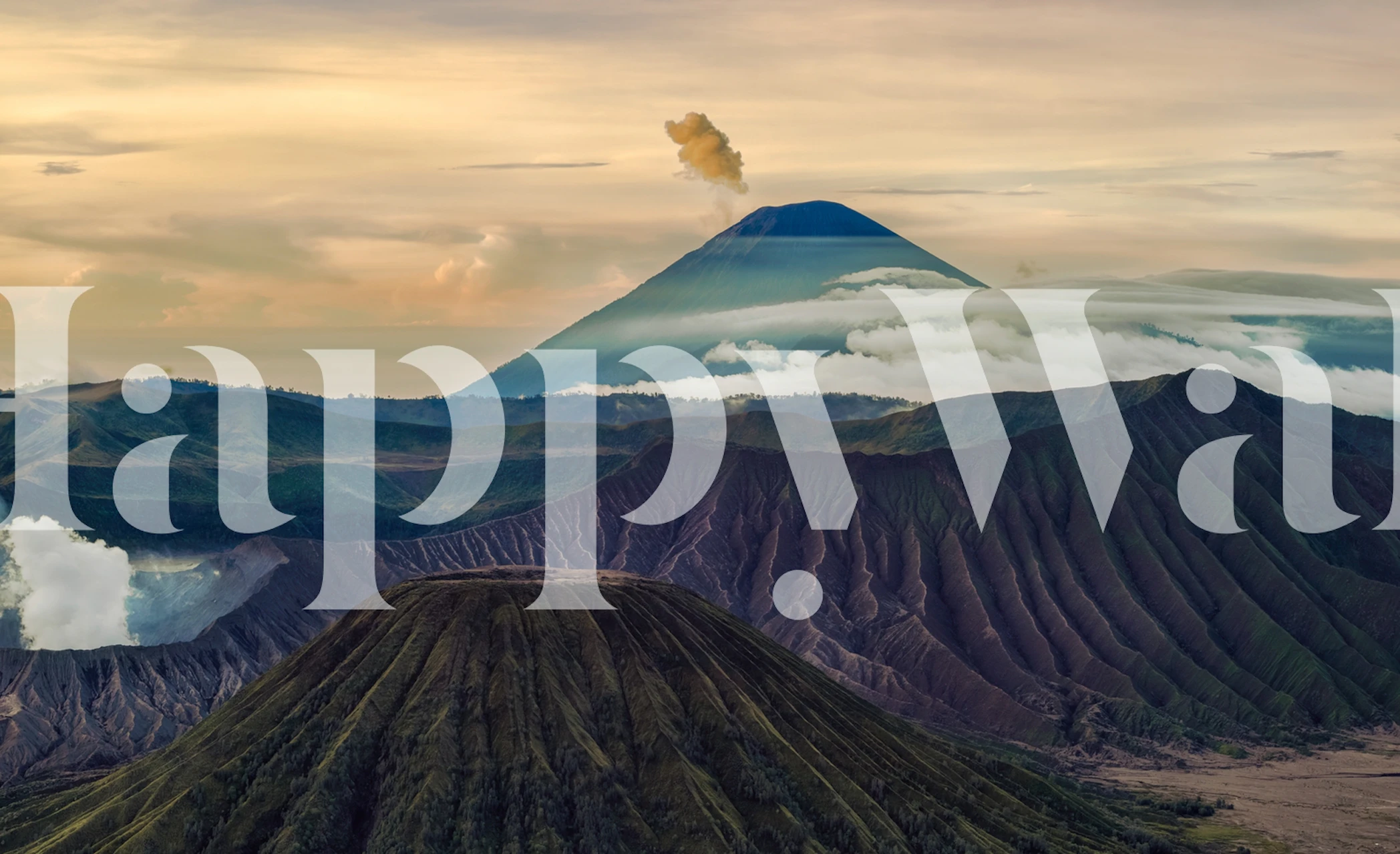 Fototapeta Sopečná krajina s horou a mraky