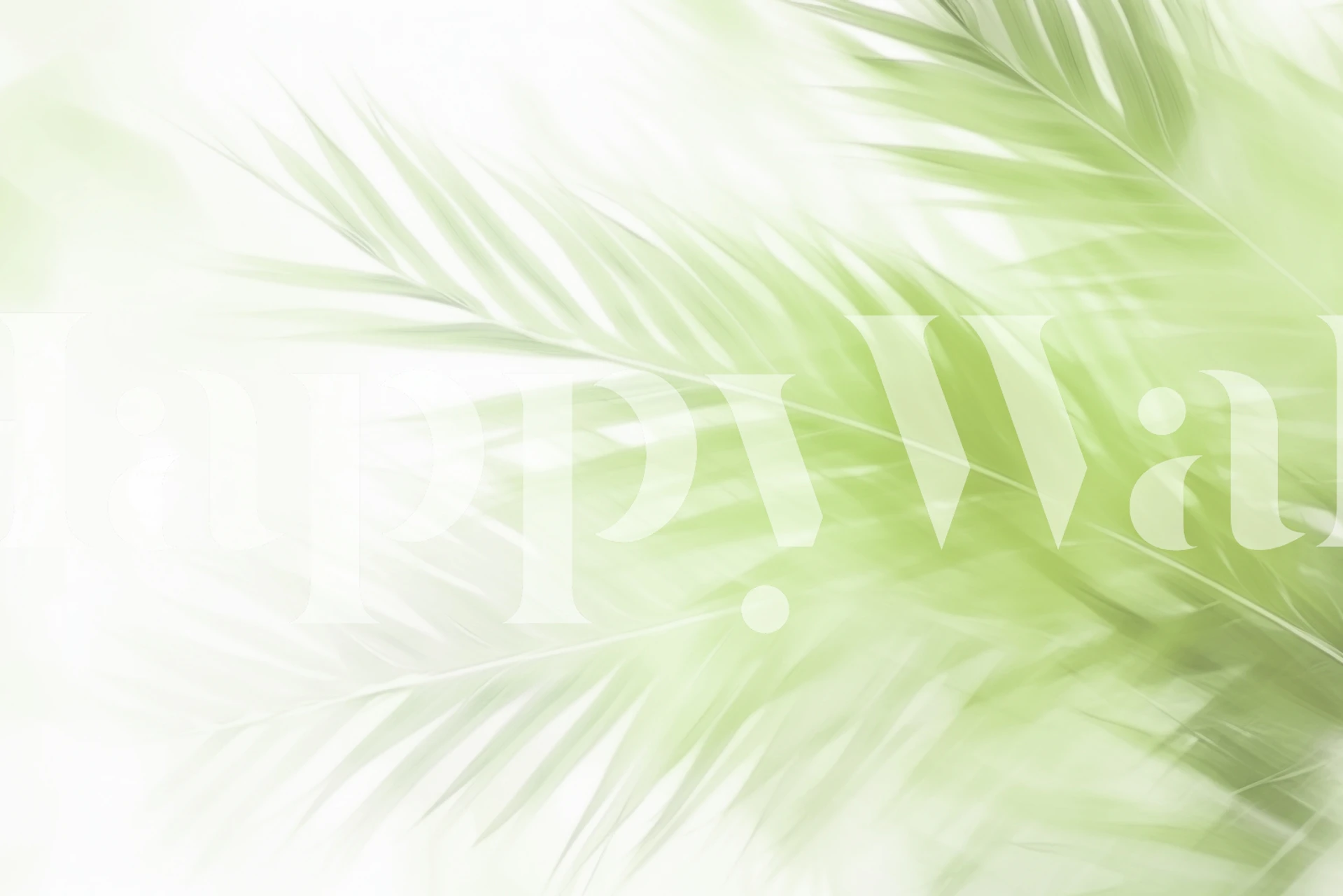 Light green palm leaves wallpaper in a watercolor style