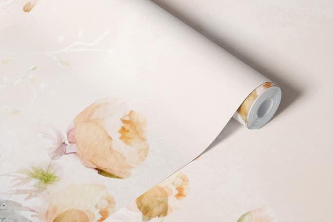 A Soft Wild Wildflower And Rose Meadowwallpaper roll