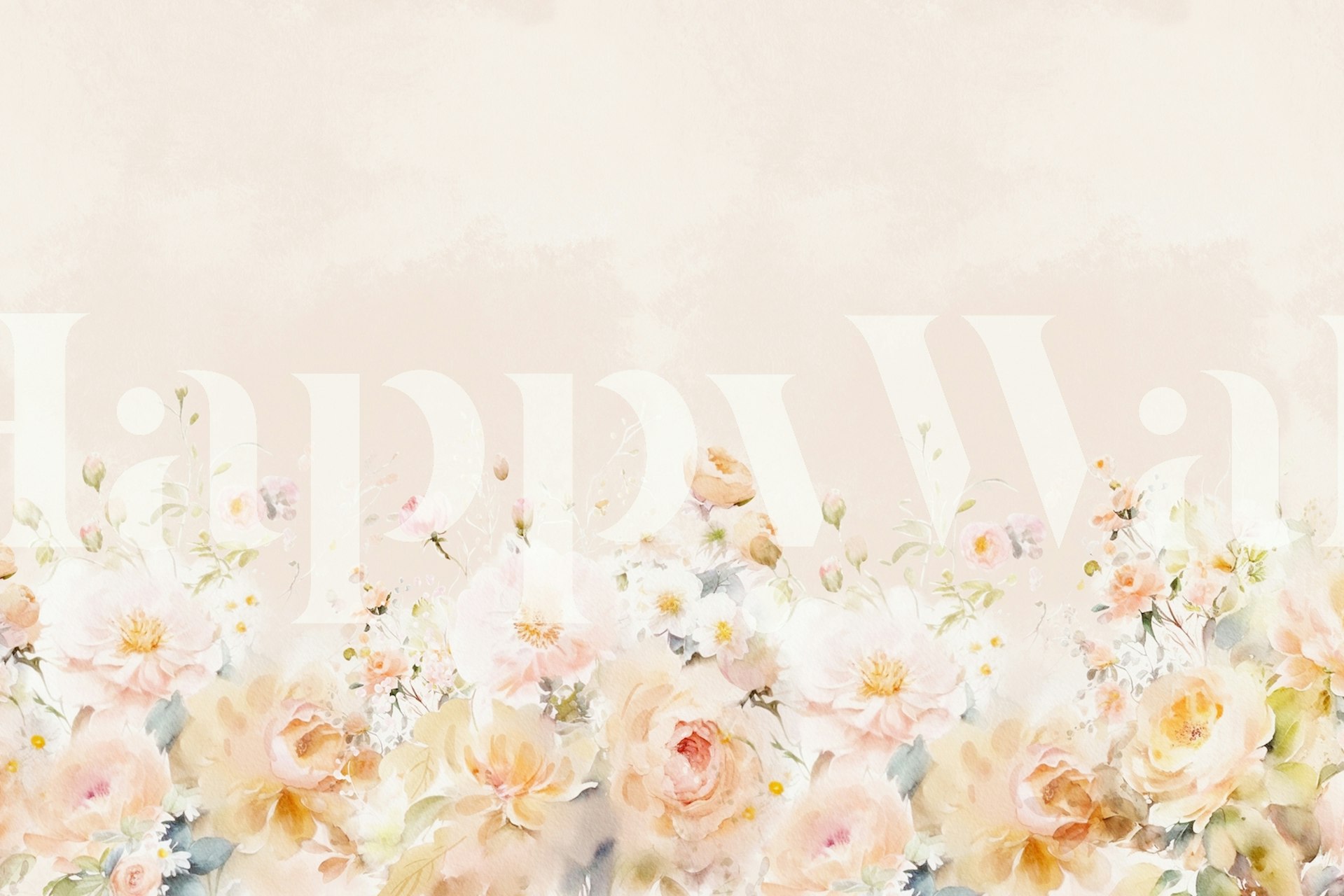 Soft wildflowers and roses wallpaper in a room