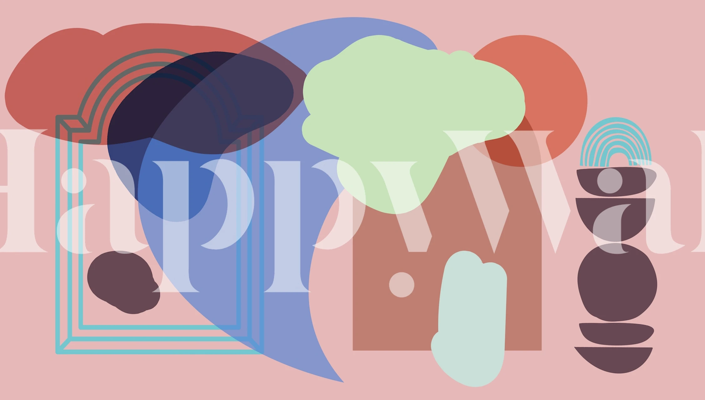 Colorful geometric shapes and abstract forms in pastel hues wallpaper