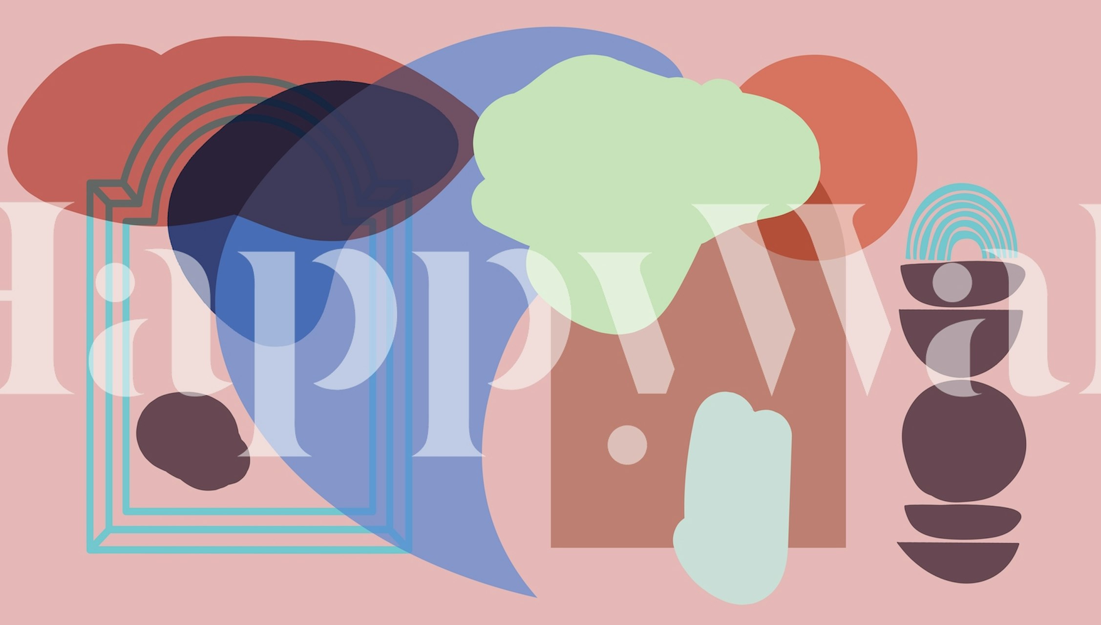 Colorful geometric shapes and abstract forms in pastel hues wallpaper