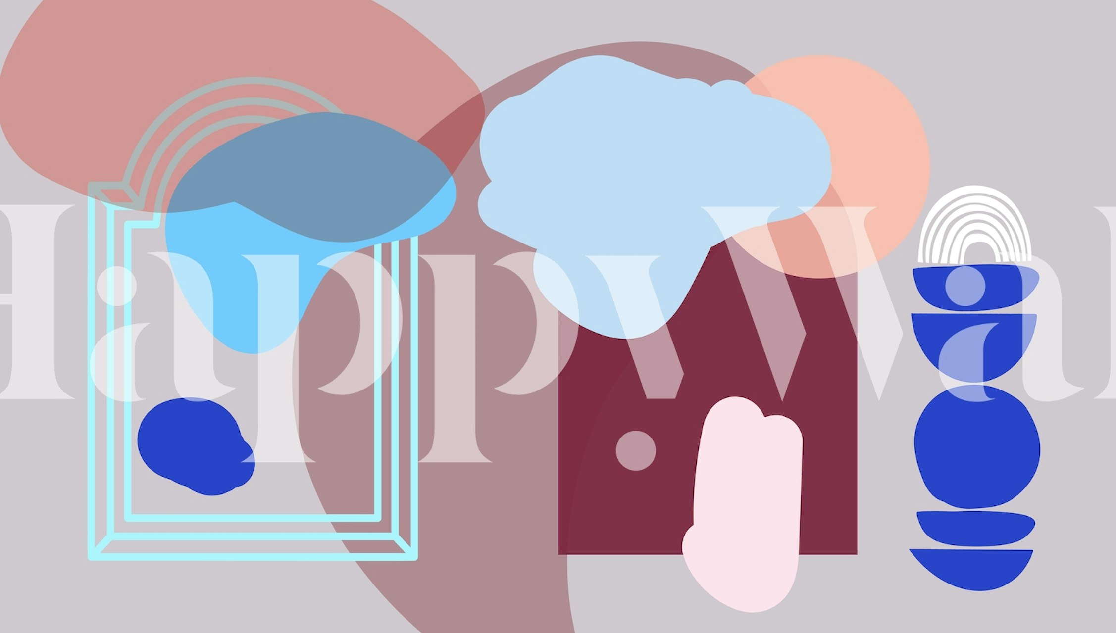 Surreal wallpaper design displayed in a room