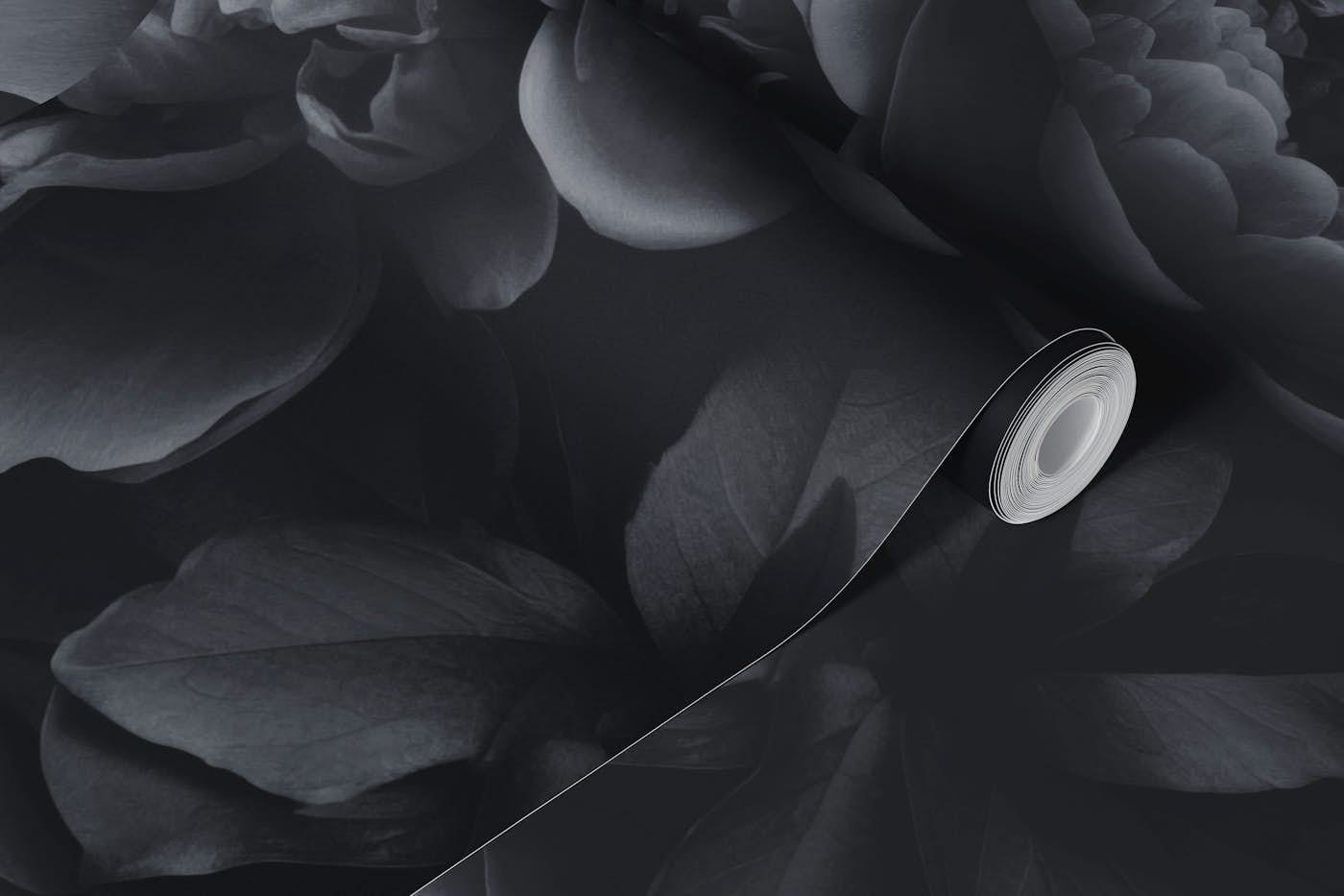 Opulent Flowers Black Grey wallpaper roll