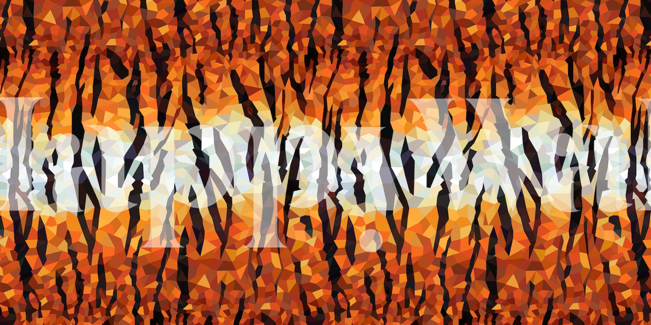 Geometric tiger print in orange, black and white colors wallpaper