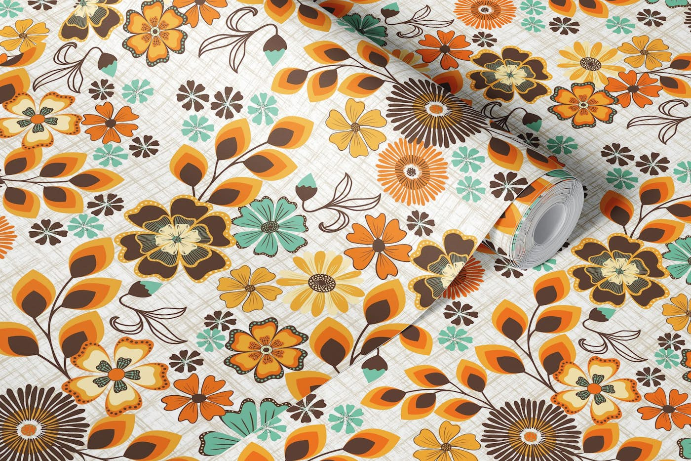 Retro Seventies Floral wallpaper roll