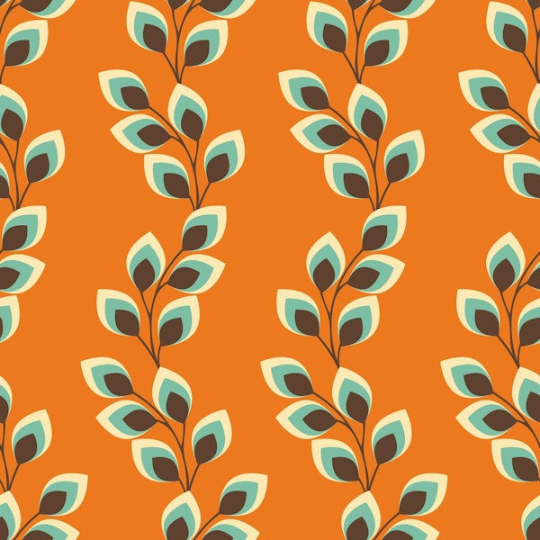 Retro wavy leaves - orange