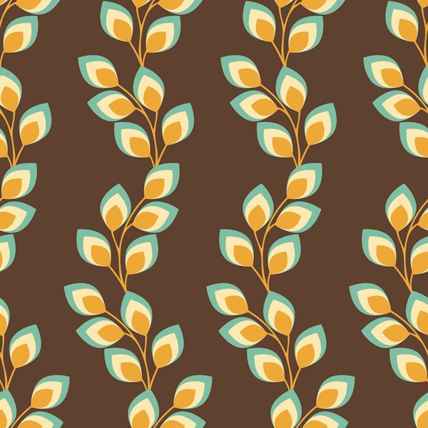 Retro wavy leaves - brown