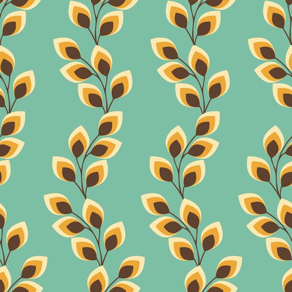Retro wavy leaves - teal