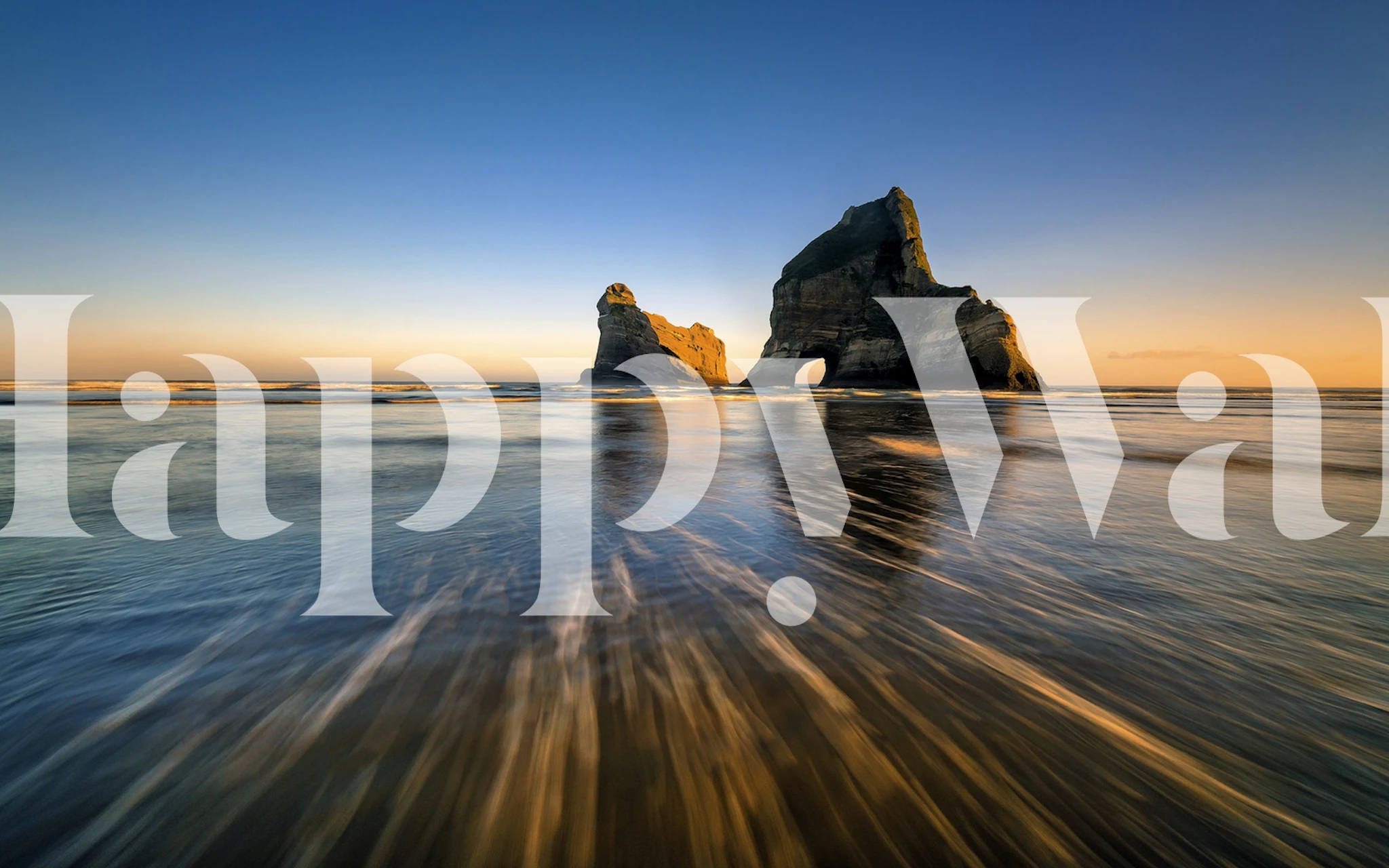 Ocean view with cliffs under a gradient sky wallpaper