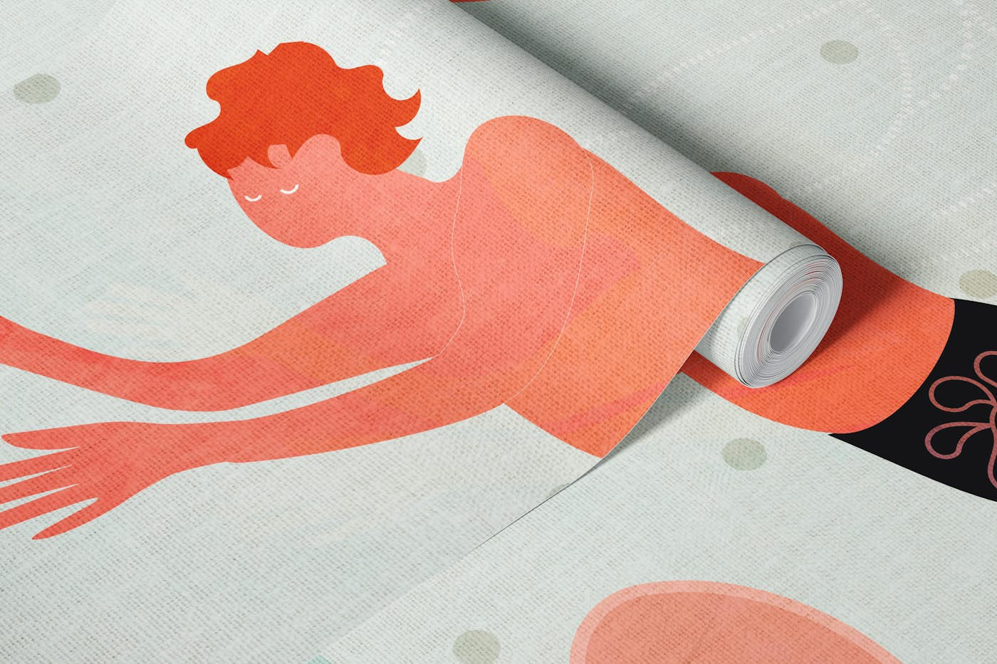 little mermaid illustration wallpaper roll