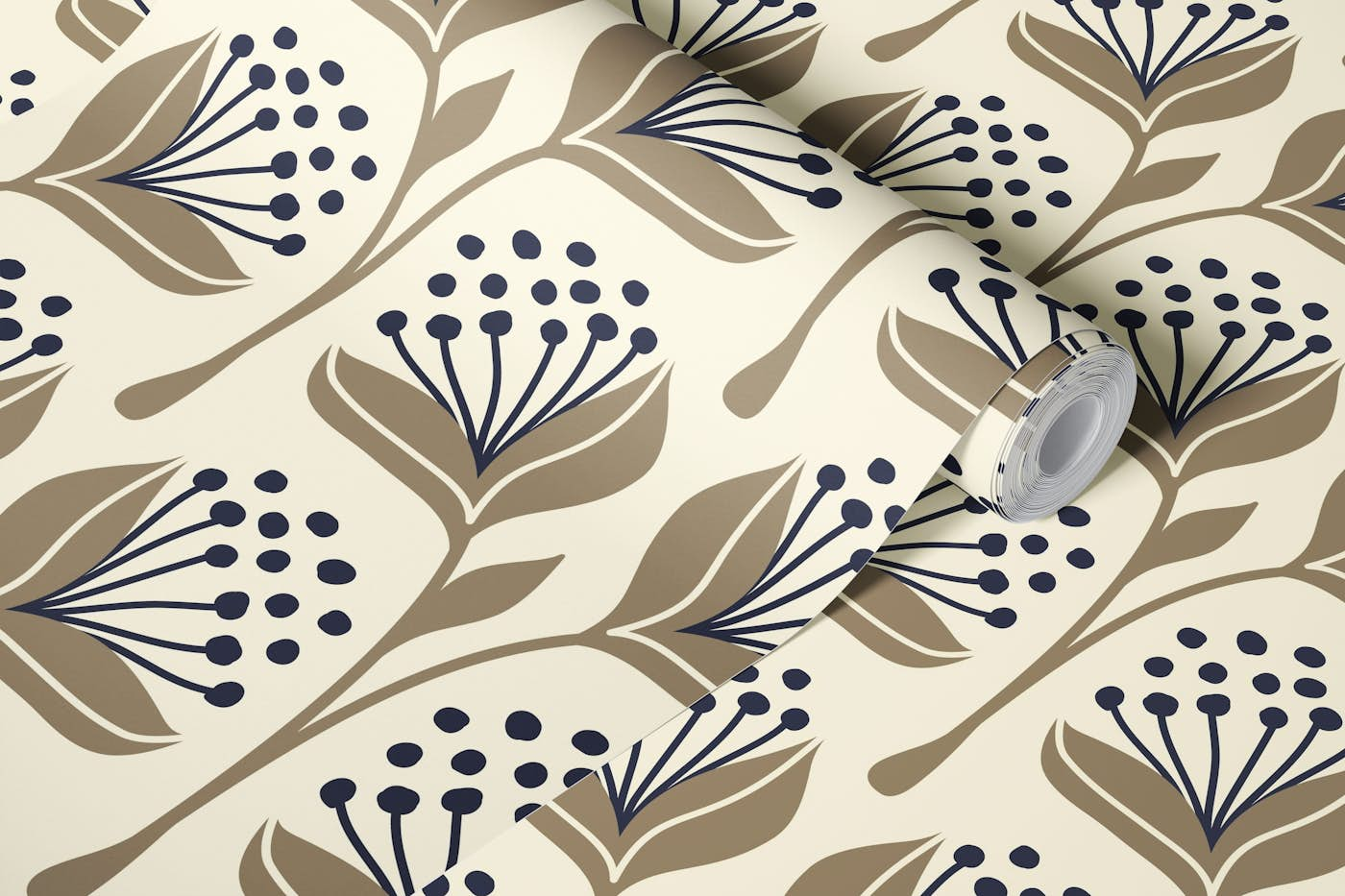 Hand drawn flowers, beige (2876 F) wallpaper roll