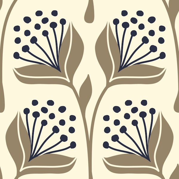 Hand drawn flowers, beige (2876 F)