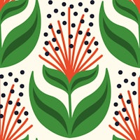 Abstract flowers, red green (2877 A) tapete