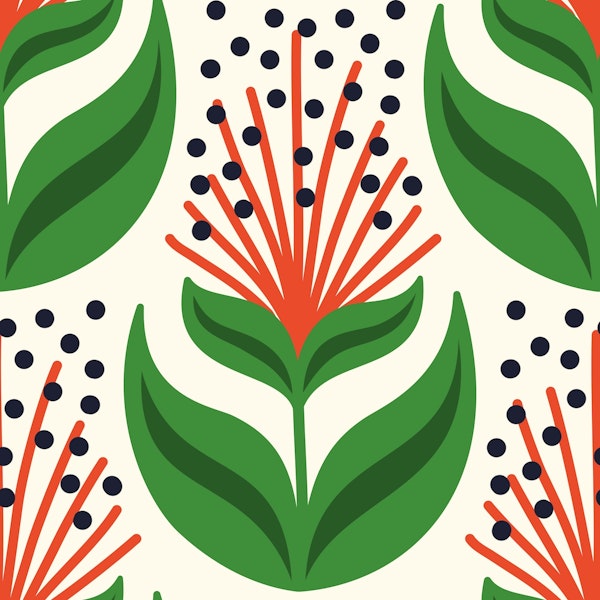 Abstract flowers, red green (2877 A)
