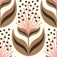 Abstract flowers, brown pink (2877 C) tapete