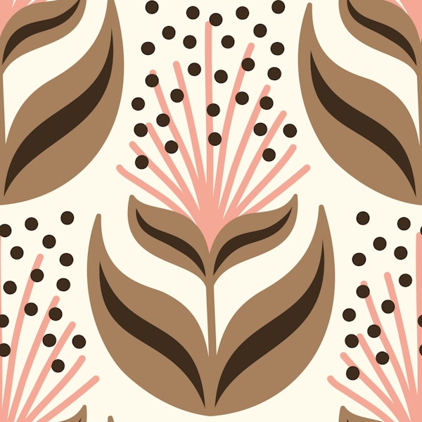 Abstract flowers, brown pink (2877 C)