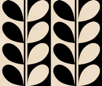 Vintage Geo Stripe Leaves Black Cream White tapet