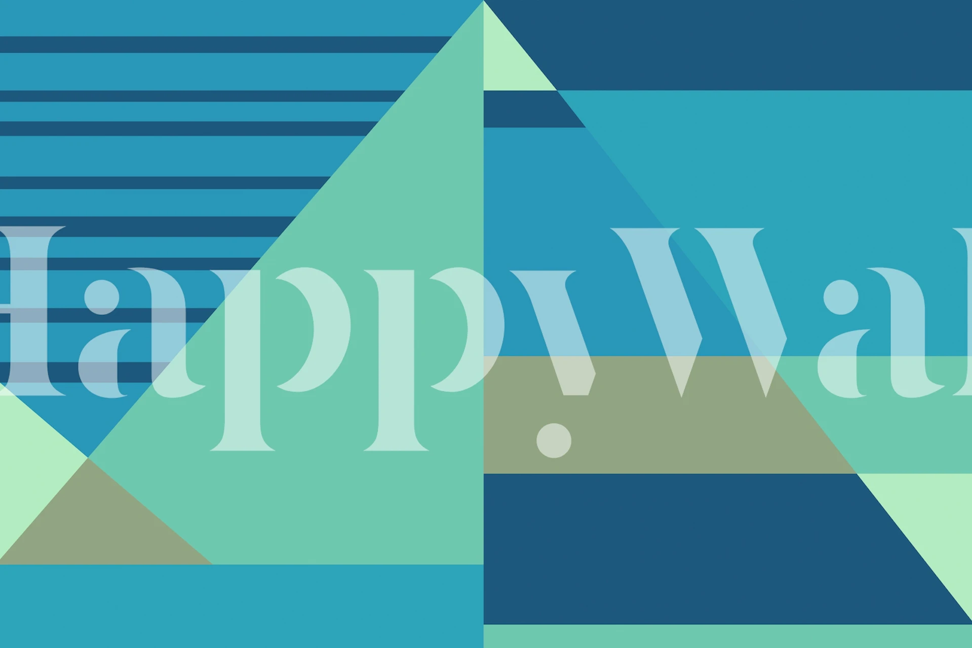 Geometric blue and teal wall mural with abstract triangles and lines