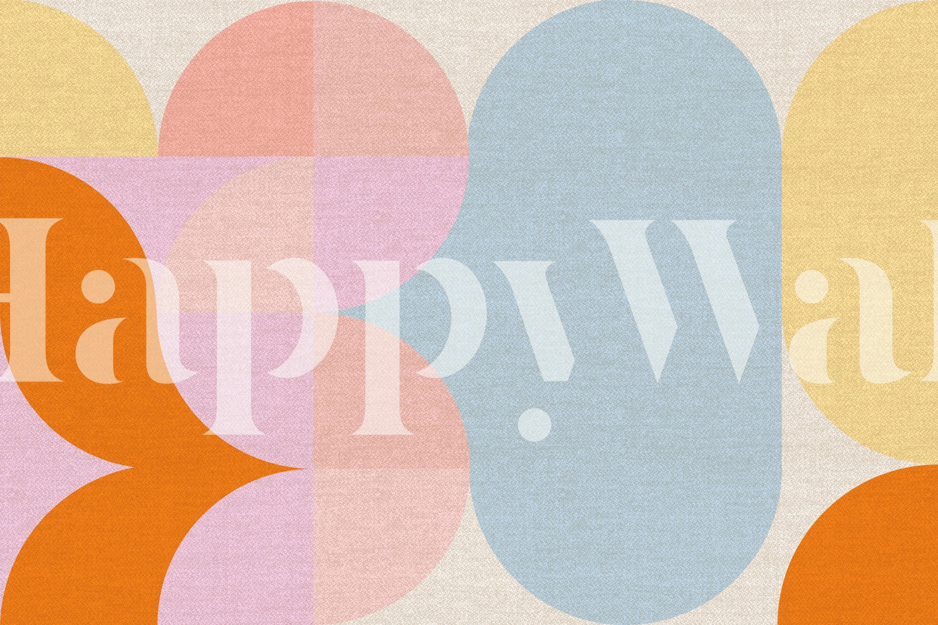 Pastel geometrisch behang in roze, oranje, blauw en geel
