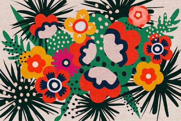 Abstract Retro Leaves Floral Pattern