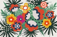 Abstract Mid-Century Leaves Floral Meadow papel pintado