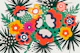 Abstract Mid-Century Leaves Floral Meadow