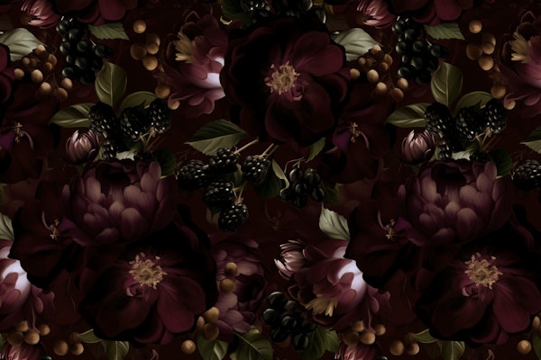 Dark Mystic Baroque Maroon Moody Florals